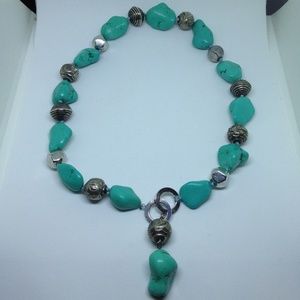 large turquoise bead statement necklace